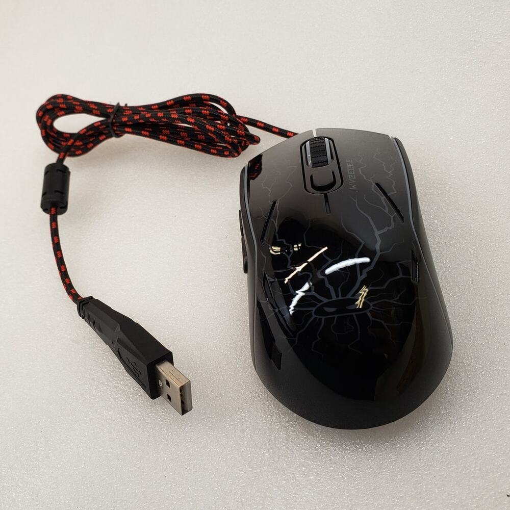 MAGEGEE G6 Wired Gaming Mouse with LED Backlight (Black with Lightning Pattern)